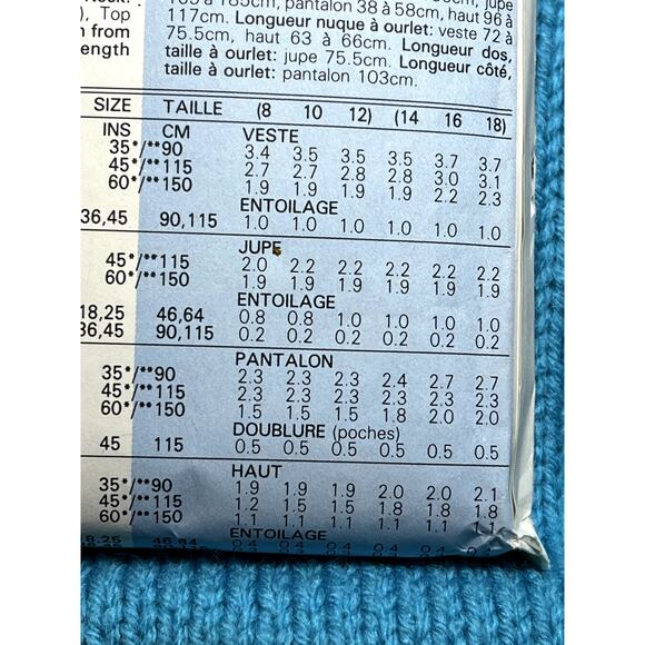 Butterick 3760 pattern Suit blazer top A line skirt straight pant size 8 10 - Picture 7 of 7